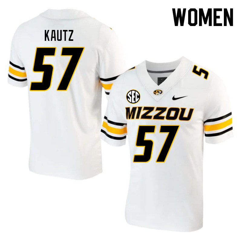 Women #57 Jack Kautz Missouri Tigers College 2023 Football Stitched Jerseys Sale-White